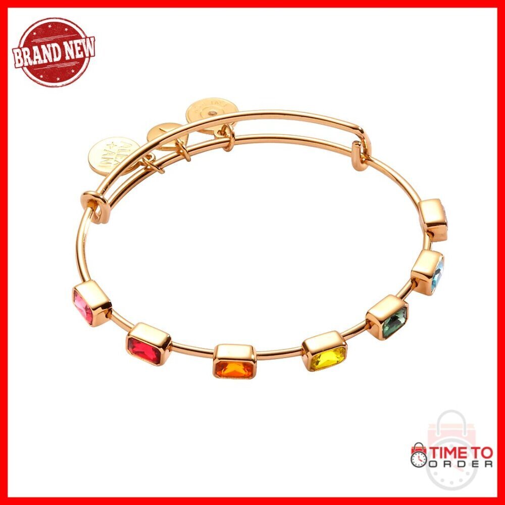 Nickel-Free Brass Bangle Bracelet, Rainbow Ombre Pave Style, One Size